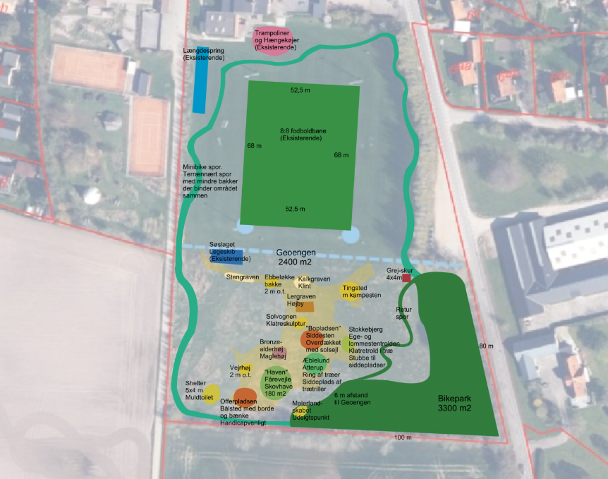 Kort over projektet Geoegnen ved Egebjerg skole og børnehave